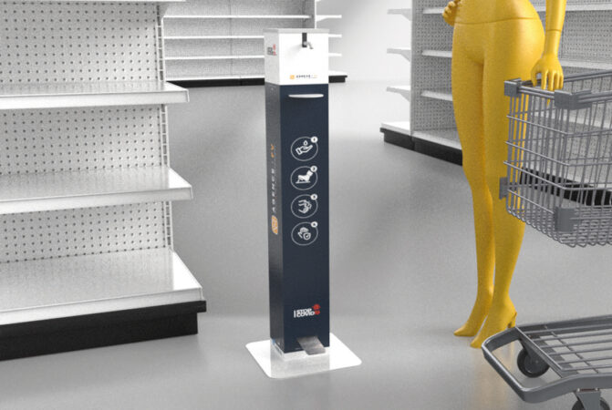 Hygiène : des bornes de distribution de solution hydroalcoolique personnalisables